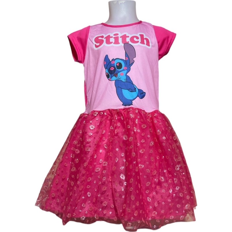 Robe princesse d'été en coton pour filles, tenue de fête, Disney Stitch