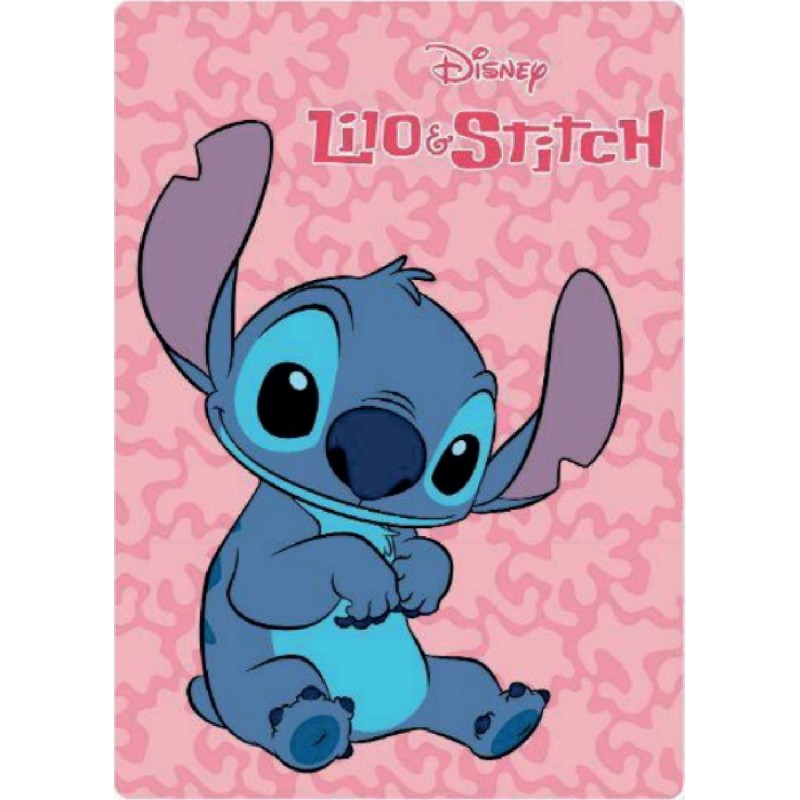 Plaid Polaire Stitch Disney en rose